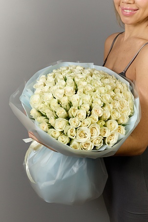 Букет 101 роза Кения Белая