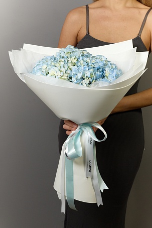 Букет 3 гортензии голубые