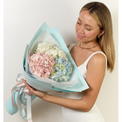 Пастельный микс из 3 гортензий