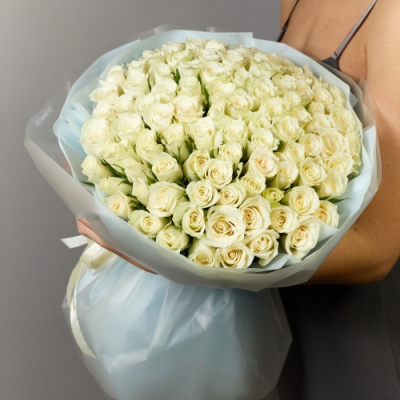 Букет 101 роза Кения Белая