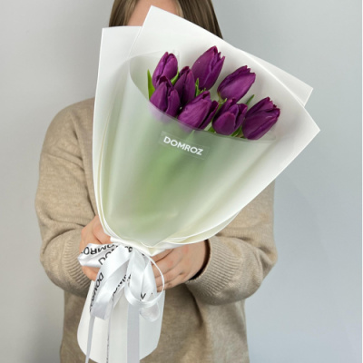 Букет 9 тюльпанов Сиреневых